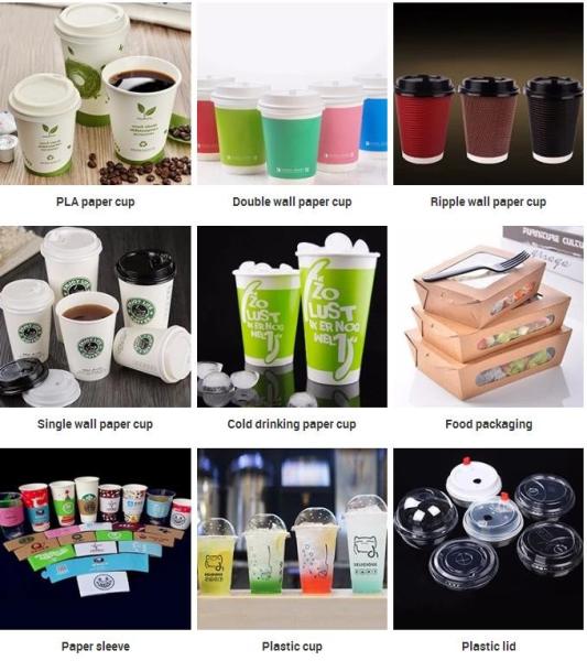 Disposable paper coffee cups hot drink paper cups with lids 10oz 8oz 6oz