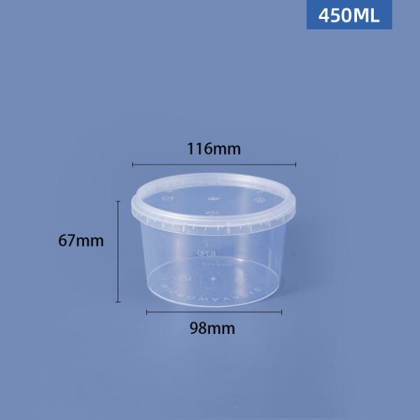 Прозрачные круглые пластиковые ведра для хранения пищевых продуктов вместимостью 280 мл/450 мл/650 мл