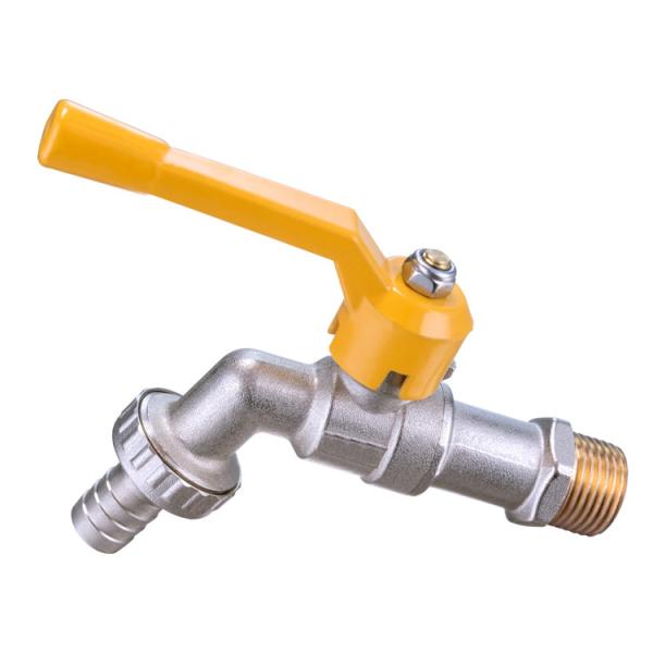 1/2 3/4 1 Inch Standard Brass Bibcock Valve Yellow Handle Heavy Nozzle For IBC Tank