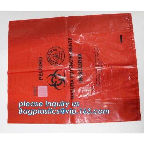 Biodegradable Medical Biohazard Waste Bag- Cheap Price, LDPE Medical Biohazard Waste Plastic Trash Bags, pocket biohazar
