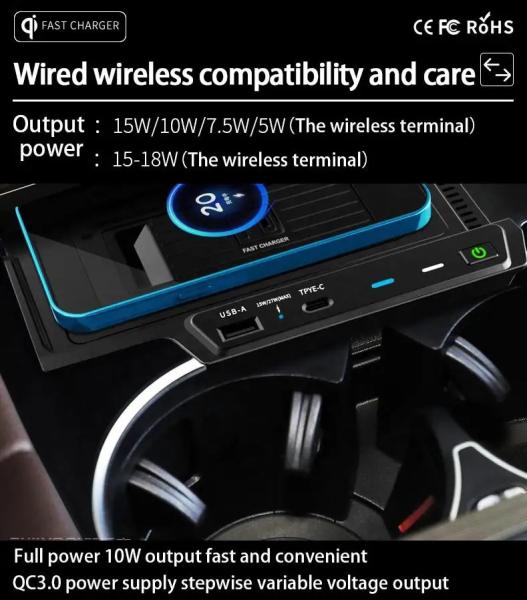 Carregador sem fio de carro de carregamento rápido de energia telefônica para Mercedes Benz GLE 2020-2022