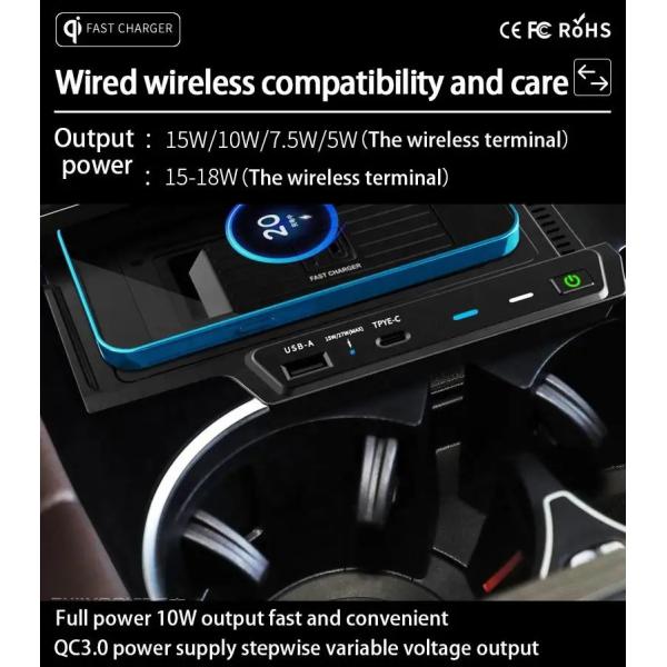 Телефонная мощность быстрая зарядка Автомобильное беспроводное зарядное устройство для Mercedes Benz GLE 2020-2022