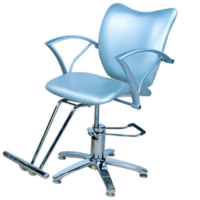 Chrome Armrest Salon Hair Styling Chairs Five Star Footrest , Light Blue Color