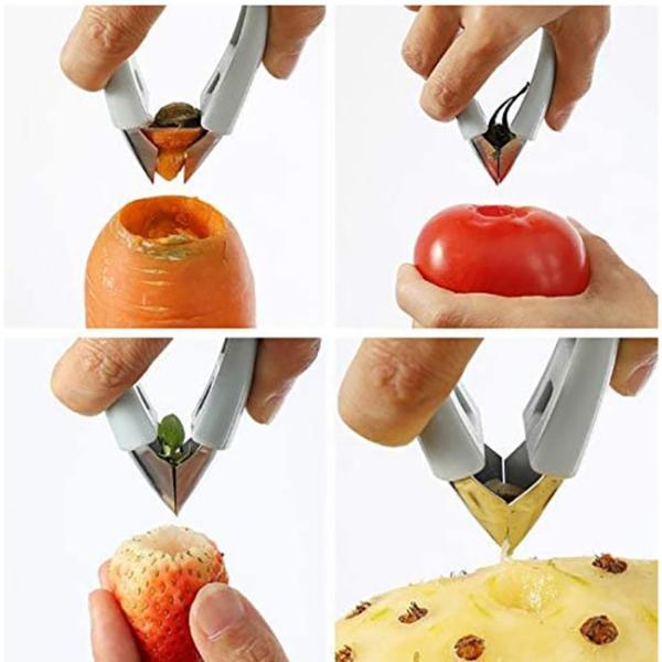 Kitchen Stainless Steel Strawberry Potato Pineapple Tomato Huller Stem Remover