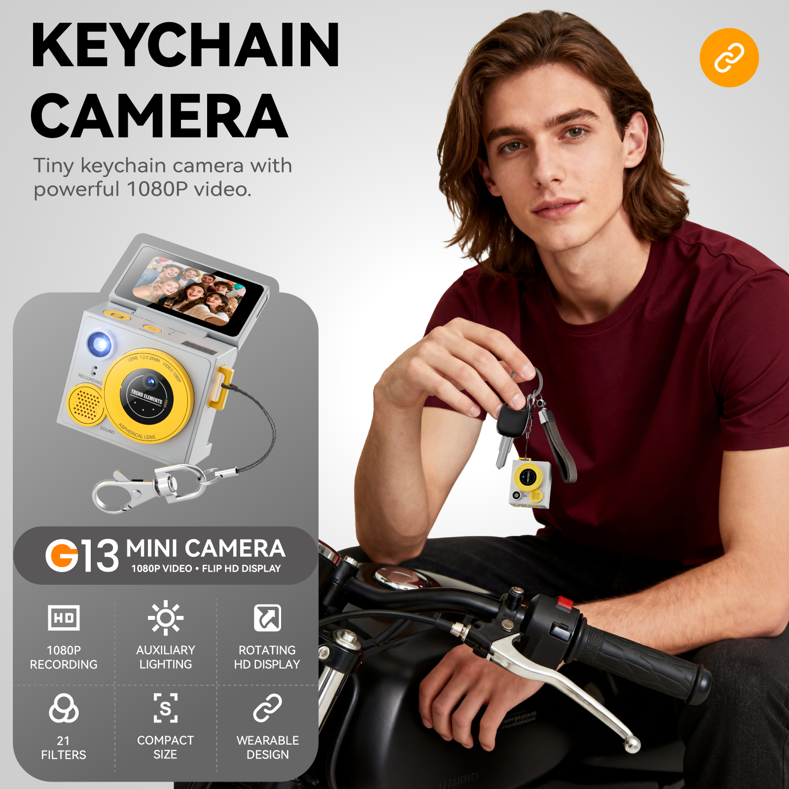 Dual Modes 2026 G13 Mini Thumb Keychain Camera 1080P HD Recording