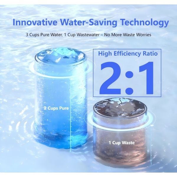 Under Sink High Flow RO System Smart Pumpless Tankless With 600GPD Capacity