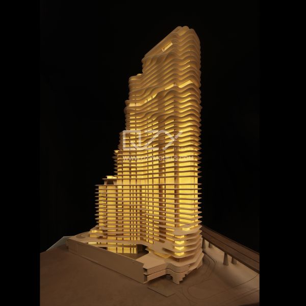 1:200 Scale Handmade Solid Wood Architectural Concept Model with Realistic Detail