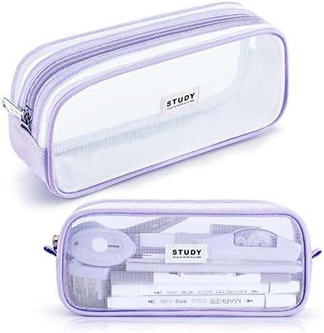 Kalidi Grid Mesh Pencil Case Large Capacity Pencil Case Big Pencil Pouch With Zipper Simple Stationery Bag Aesthetic Pen