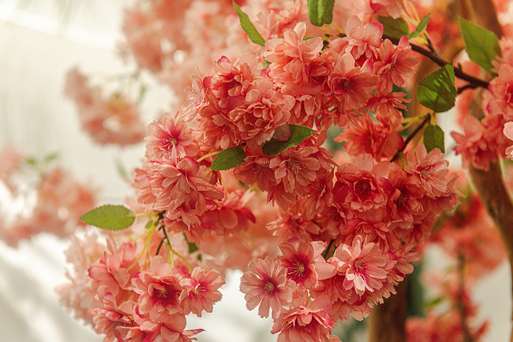 Artificial Cherry Blossom Tree Real Wood Trunk Silk Sakura Flower Tree for Wedding Decoration Indoor Outdoor