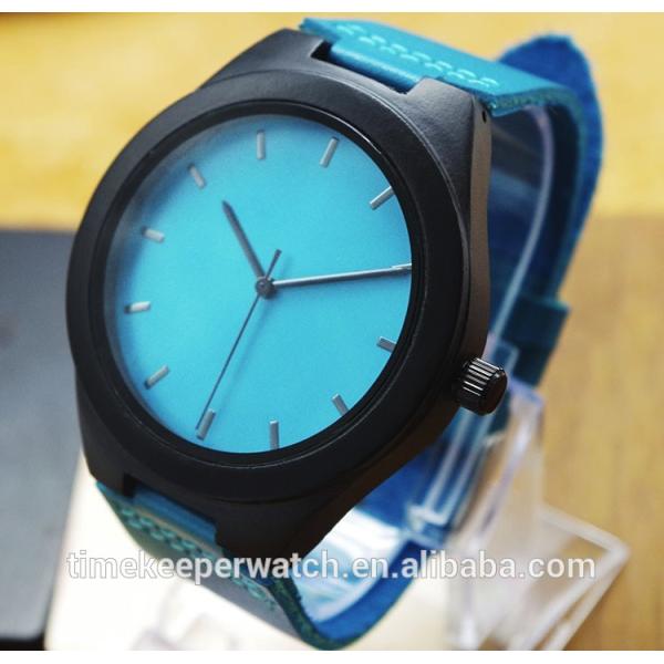 colorful wood watches , sky blue color fashion man watches , custom your own logo