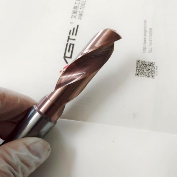 Custom D16mm Thru Coolant Carbide Drill Bit Bronze Coating For Metal Steel Drilling