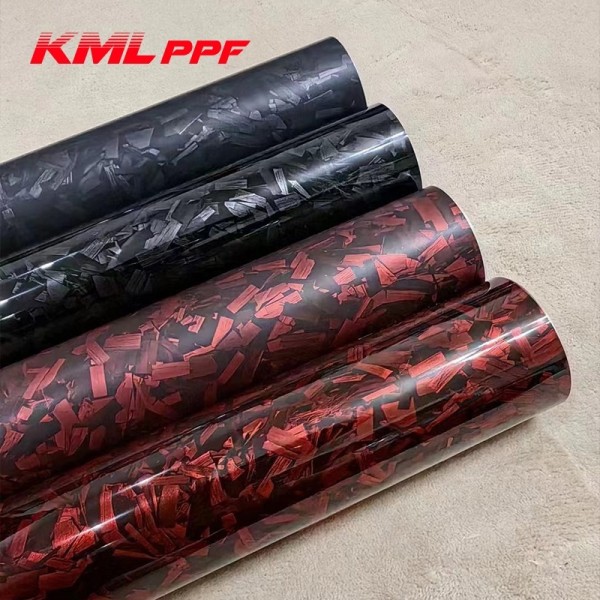 Kmlppf Forged Carbon Fiber PET Series Anti-Scratch Color-Changing Vinyl Film Wrap Decoration for Cars