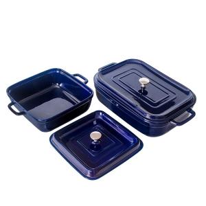 Прямоугольник керамическое Bakeware поливы голубой устанавливает OEM большой емкости 165oz
