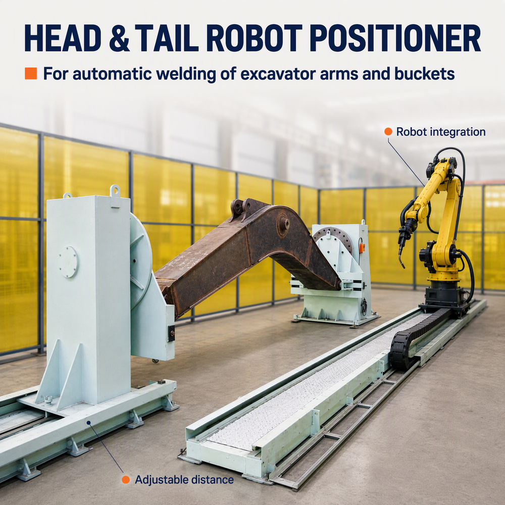 Adjustable Head-Tail Robot Positioner, Heavy Duty Welding Turn Table for Construction Machinery Fabrication