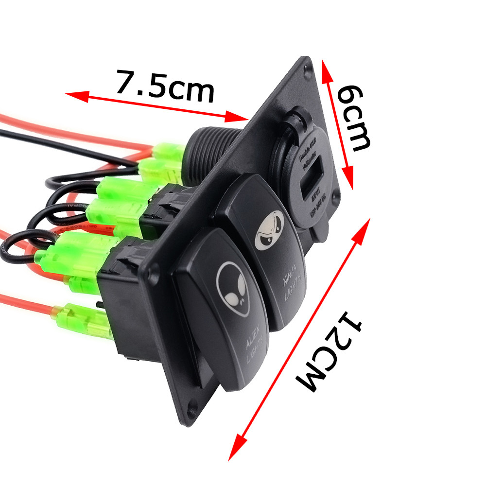 панель перекидного переключателя 12V 5pin мини с заряжателем USB