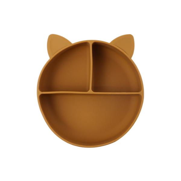 Grade Alimentar Silicone Bebê Gato Dividido Placa de Alimentação Taça Cartoon Fox pratos Sucção
