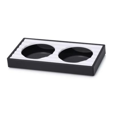 195*100*20mm  black white double acrylic cups coaster for Hyatt hotel