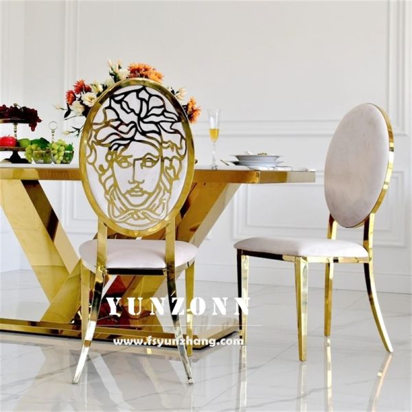 Luxury Gold Dining Table with White Marble Top OEM Furniture for Hotel Restaurant for Banquets Living Room Use Metal Material