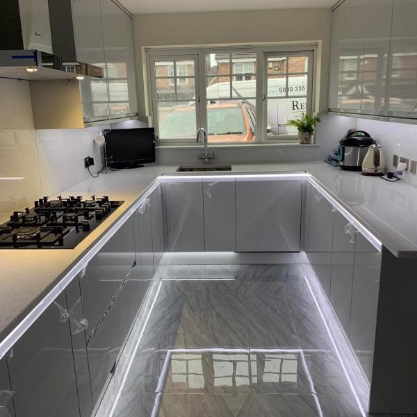 Plastic Acrylic Kitchen Cabinet Home Modern High Gloss Prefab Kitchen Unit