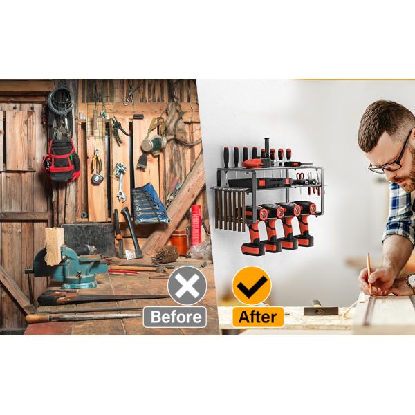 Estante de herramientas de perforación eléctrica Tipo de plástico de 4 capas Organizador de herramientas eléctricas Montaje de pared