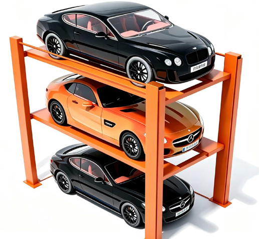 4 Post Car Parking Lift, China Supplier Custom Dimension Triple Car Parking Stacker