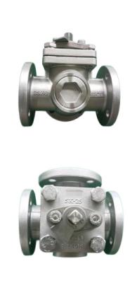 MARINE USE THREE-WAY BALL VALVE,T-TYPE, STAINLESS STEEL C/W S.S. STEM,  FLANGED ENDS, JIS 5K