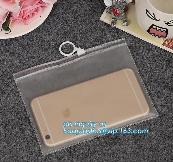 cosmetic bag promotional printed plastic bag, Clear frosted matte plastic PVC apparel bag with zipper top, zipper top cl