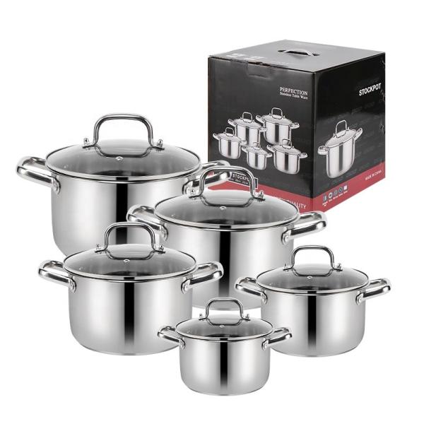 Hot Sale 10 Piece Royal Kitchen Cookware Set Stainless Pot Cooking Cookware Soup Pot