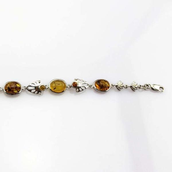 Gemstone Jewelry 925 Silver 8x10mm Oval Citrine Link Tennis  Bracelet (SB7001)