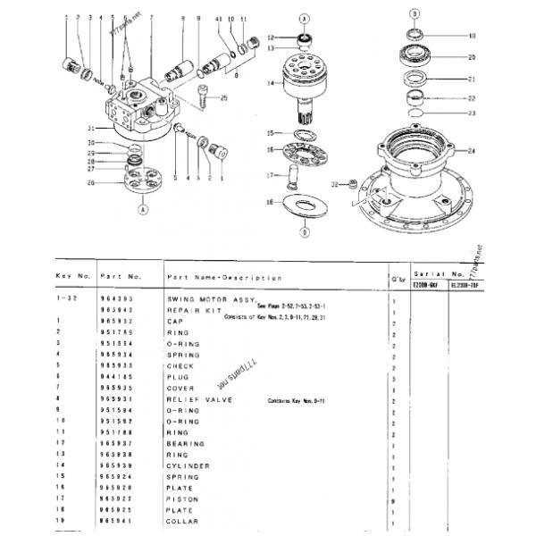 Части для экскаваторов Части для экскаваторов E200B качающий двигатель 964393 качающий двигатель