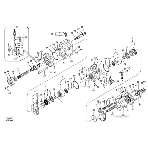 Гидравлические части экскаватора SA1142-00012 для частей насоса EC210 K3V112DT Кавасаки