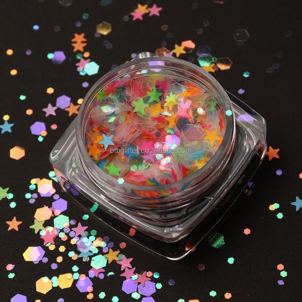 MOON Style YiWu ZY Polyester Chunky Hexagon Shaped Cosmetic Glitter for Fashionable Style