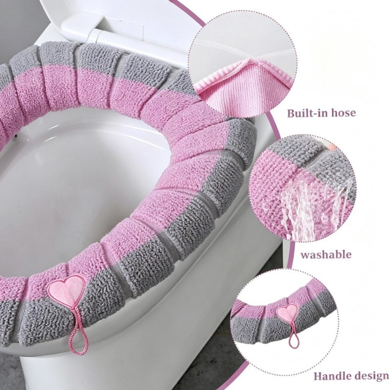 Reusable Washable Toilet Seat Cover Soft Non Slip Bathroom Pad