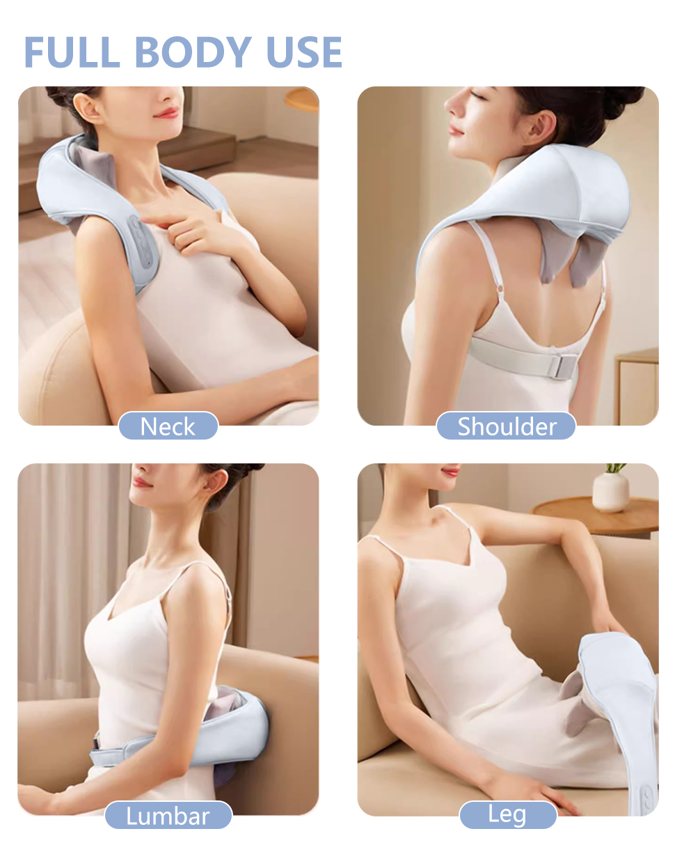 Therapy Cordless-Neck & Shoulder Massager Pillow Deep Kneading Neck Hand-Shaped Wireless Shoulder Massager