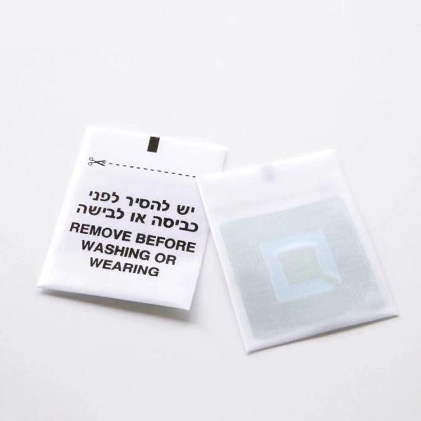 Customized logo cloth accessories sticker RF 8.2Mhz eas sewing woven label for garment store