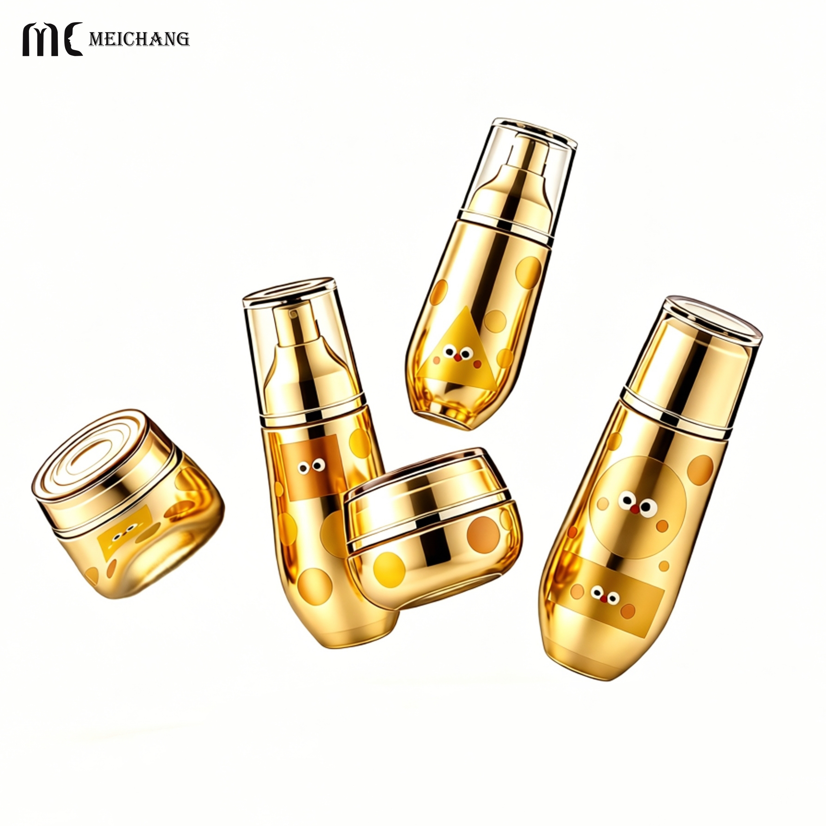 30g/50g/30ml/100ml/120ml Curved Teardrop Oval Glass Skincare Packaging Set with Silver Plated Pump Caps(MC-332)