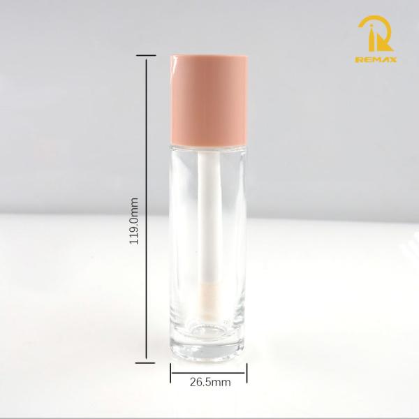 30ml Glass Foundation Bottle with Brush + Thick-Bottom Pink Lip Gloss Bottle – Empty Cosmetic Containers for DIY Makeup