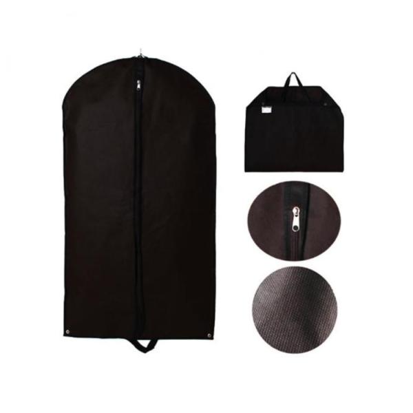 Dustproof Zippered Garment Bags Hanger Coat Cover For Storage Black Color