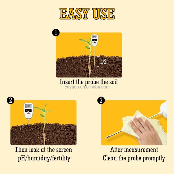 4-in-1 Soil Tester Soil Moisture Fertility Tester 90 Rotation Down Angle Design No Battery Requirements Soil Ph Meter