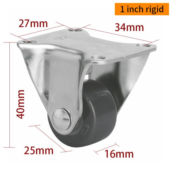 Ruedas de ruedas rígidas de 1 pulgada para piernas de muebles 201P-72