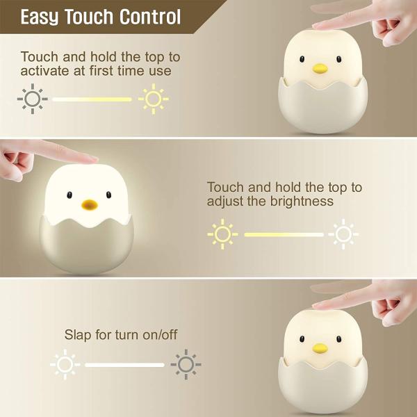 3000K 6500K Breastfeeding Chick Night Light Kids Travel Silicone Touch Lamp