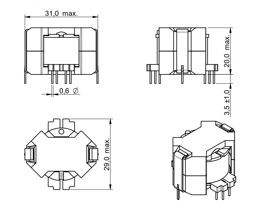 760802112 RM10 Небольшие дроссели PFC SMPS Flyback Transformer