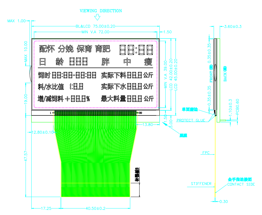 Blue White HTN Segment LCD Display For Thermostat Feeder Factory Direct Manufacturer