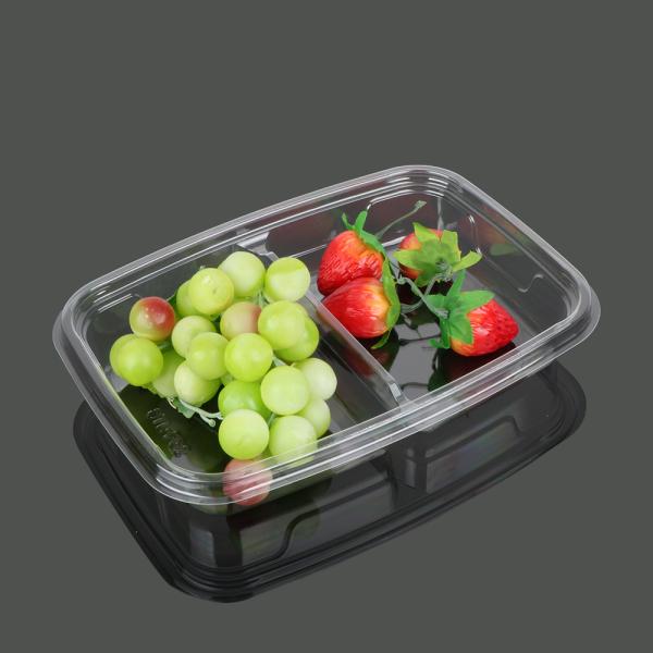 Clear PET FDA 2 Compartment Disposable Food Containers