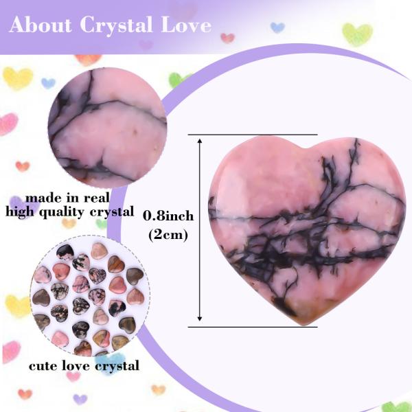 Glazed Rhodonite Heart Shape Crystals For Chakra Balancing