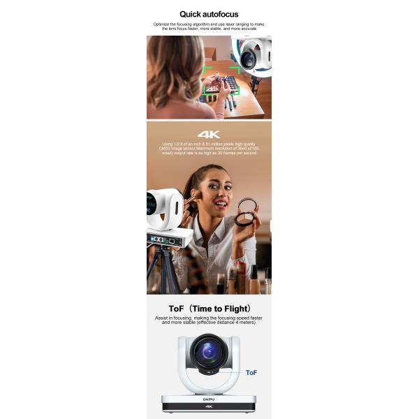 4K 12X Optic HD YouTube ToF Ptz HD Optical Zoom Video Camera for Live Streaming System