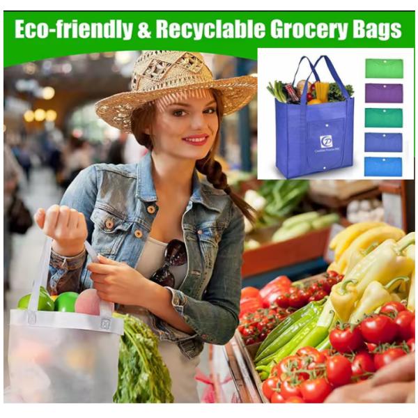 Fold Away Reusable Collapsible Shopping Bag PP Non Woven Custom Logo