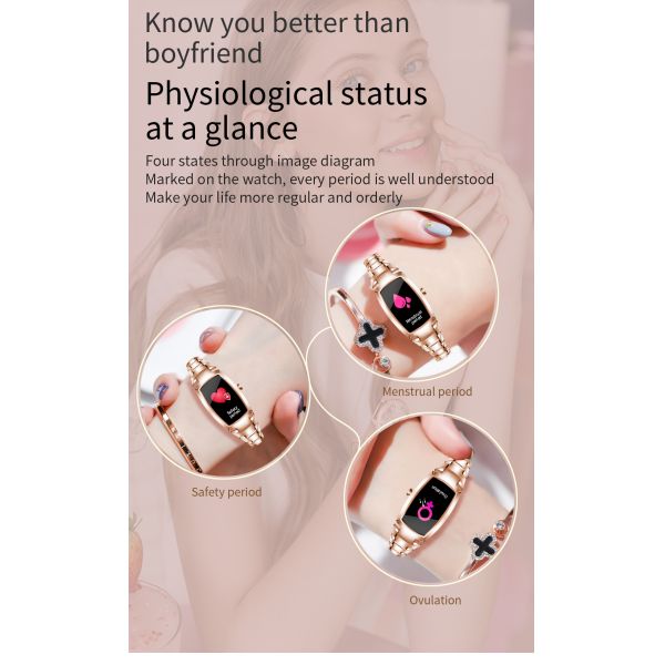 Eraysun Hot Sales H8pro Fashion Women Smartwatch for Android IOS Tracker Pressure Lady H8 Pro Smart Watches