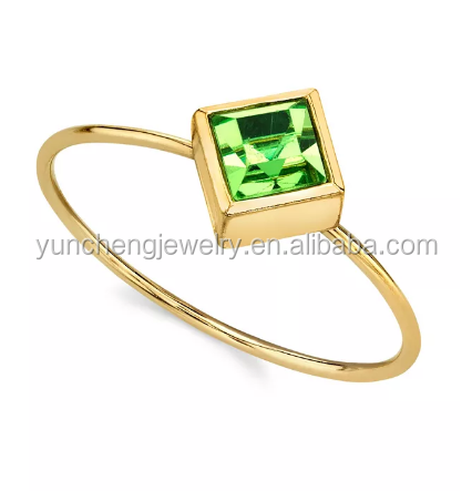 14K Gold Dipped Cubic Zirconia Crystal Ring OEM Rhinestone Ring