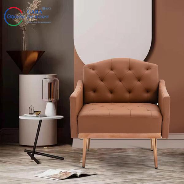 Fabric Metal Leg Armchair Italian Sofa Leisure Chair For Living Room At Mail Packing N
